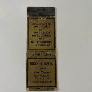 Nickson Hotel Guy Nickson Roswell NM Vintage Matchbook Cover SMB24-6